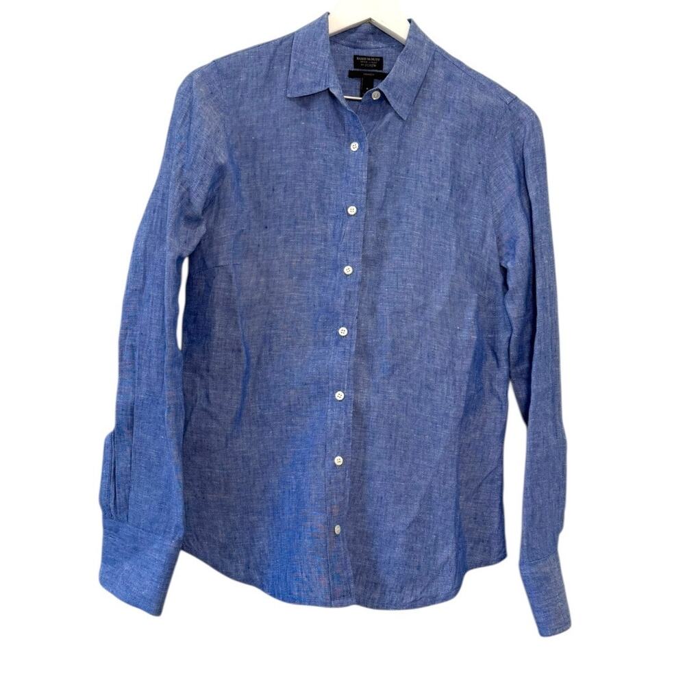 J.Crew Baird McNutt Irish Linen Shirt Blue Button Down Size 4